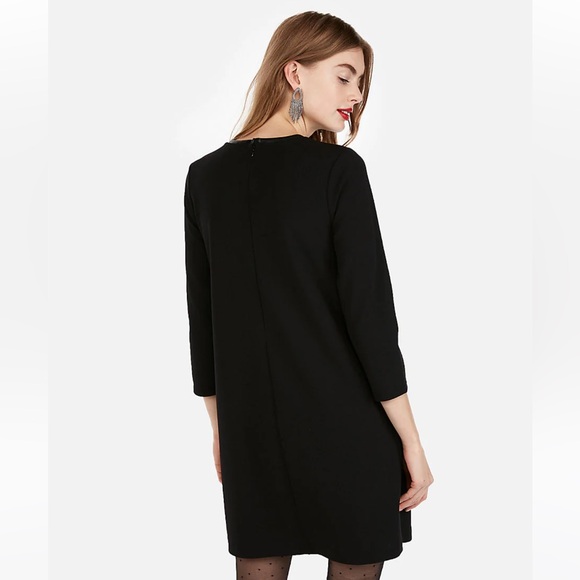 EXPRESS FAUX LEATHER TRIM SHIFT DRESS 🖤 D29 - Picture 3 of 6
